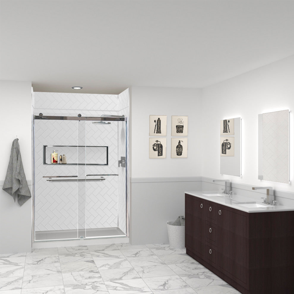 Transolid PWKX60368412-431 Prodigy 60"x36"x96" Shower Wall Kit White Herringbone
