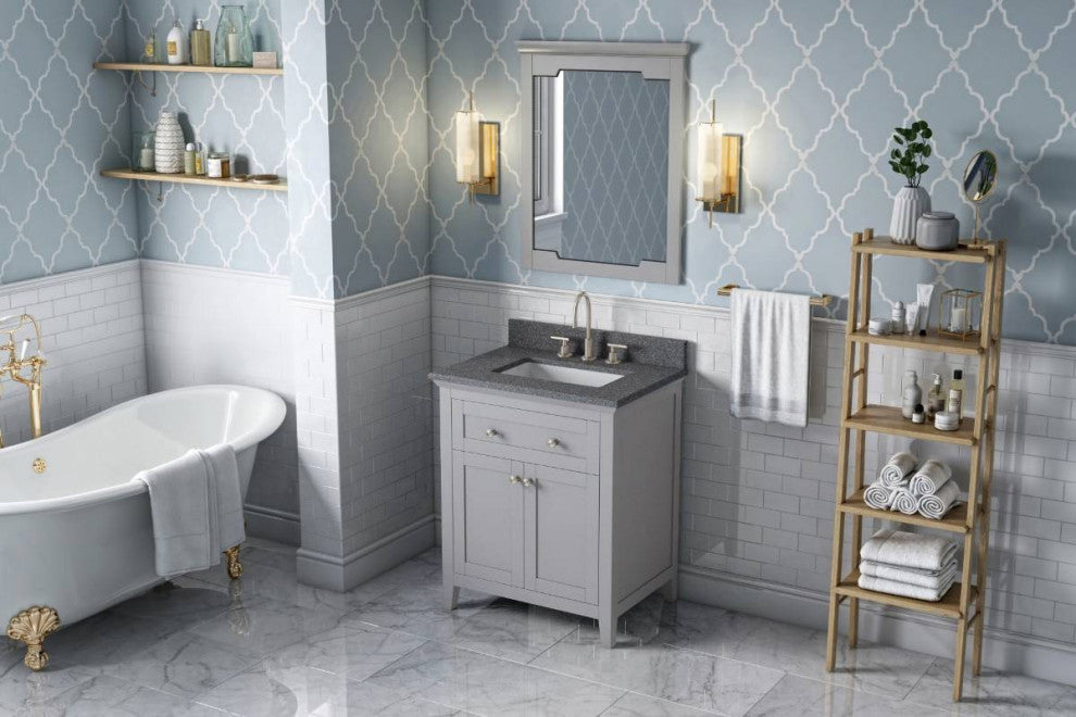 Chatham Traditional 30" Grey Single Sink Vanity, Boulder Cultured Marble Vanity
