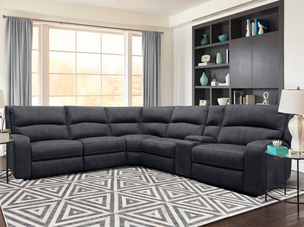 Polaris Slate 6 Piece Power Reclining Sectional With Power Adjustable Headrests