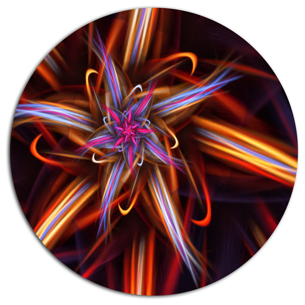 Red Purple Colorful Fractal Design, Floral Round Metal Wall Art, 23"