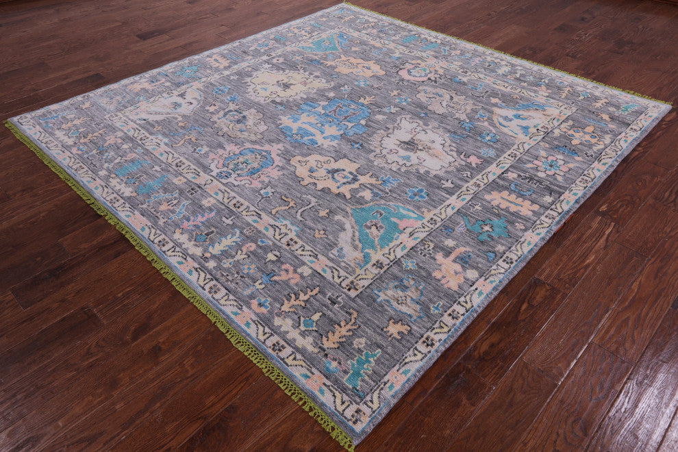 8' Square Turkish Oushak Hand Knotted Wool Rug - Q15704