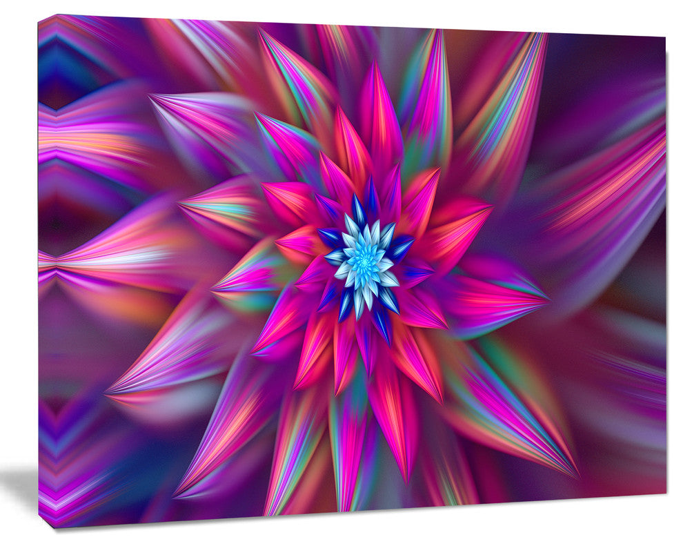 Huge Purple Pink Fractal Flower, Large Floral Canvas Art Print, 60x40
