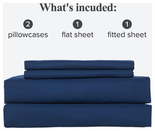 Serenta Lei Embroidered 4 Piece Bed Sheet Set, Navy Blue, King