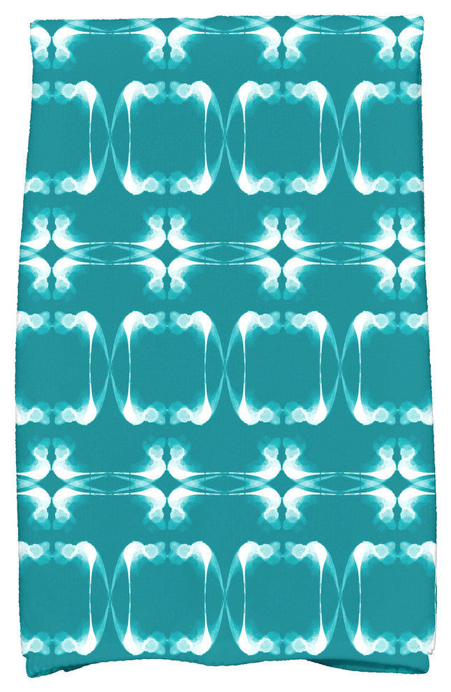 18"x30" Summer Picnic, Geometric Print Hand Towel, Teal