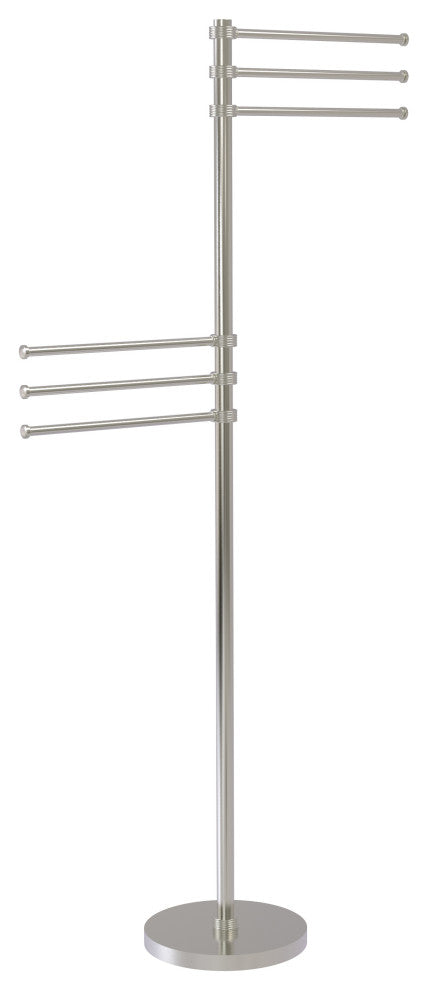 Towel Stand with 6 Pivoting 12" Arms, Satin Nickel