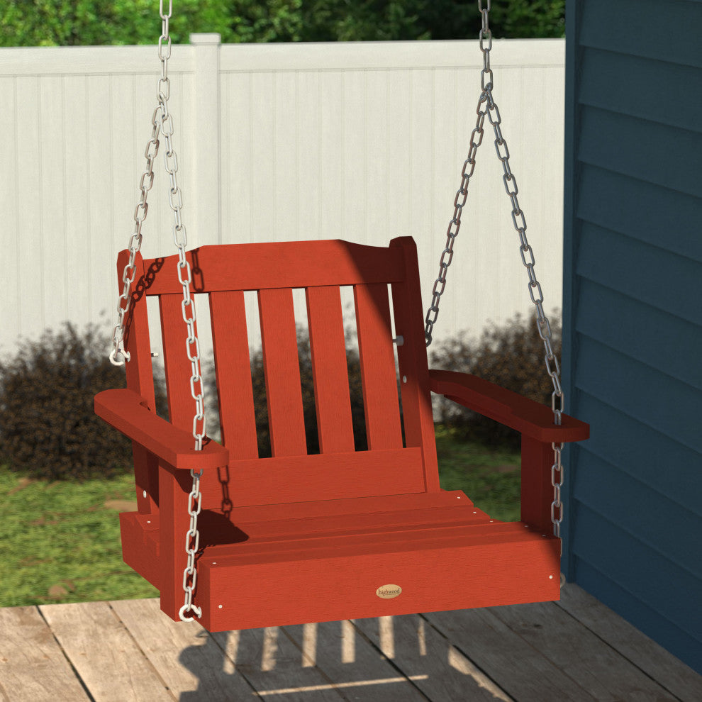 Lehigh Single Seat Swing, Weathered Acorn, Rustic Red