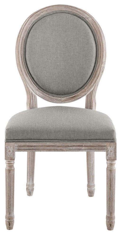Emanate Vintage French Upholstered Fabric Dining Side Chair - Light Gray