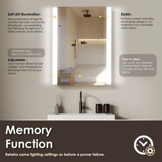 Serra Frameless Surface-Mount LED Lighted Bathroom Medicine Cabinet, 24"