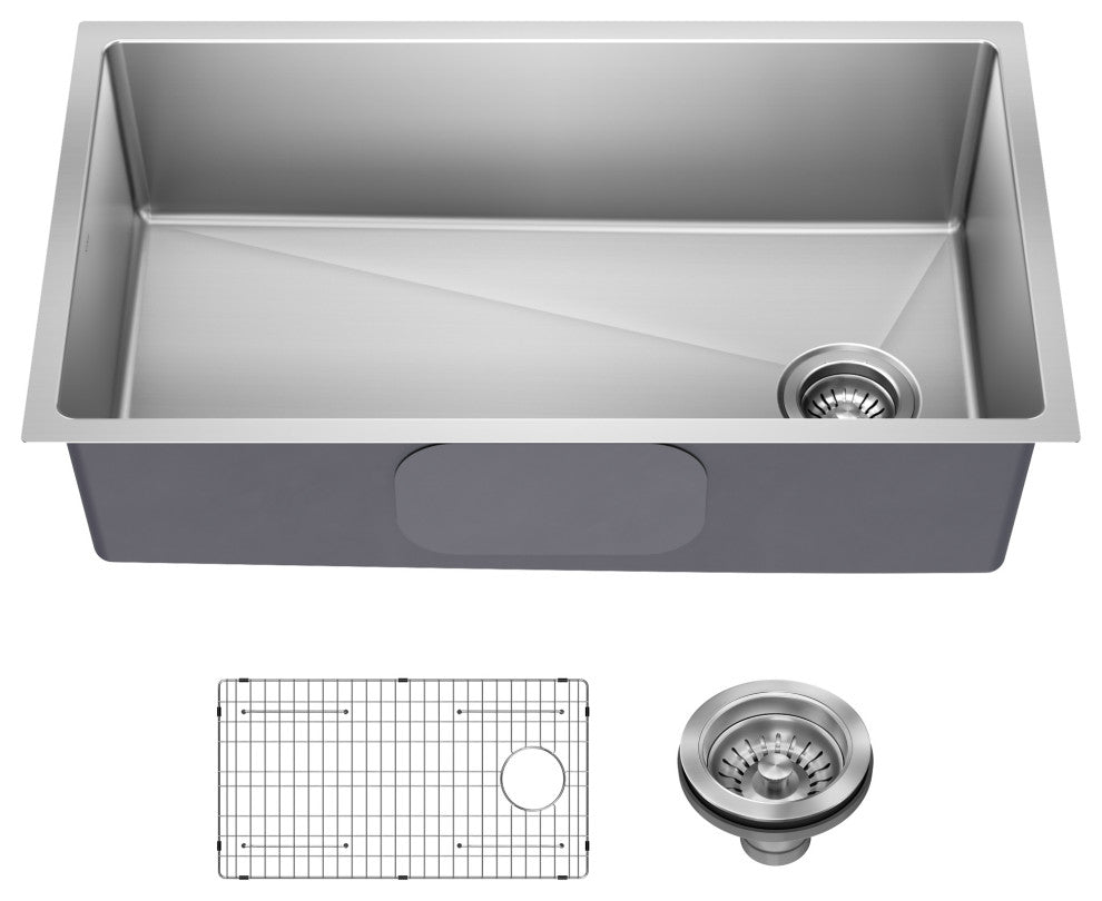 KRAUS Fairlane 33" Undermount 1-Bowl 18 Gauge Stainless Steel Kitchen Sink