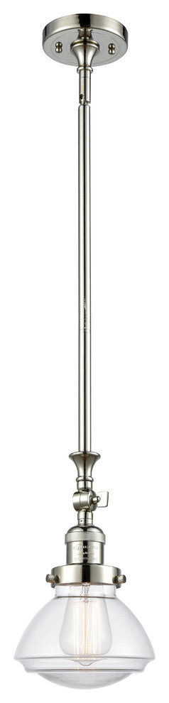 Olean 1-Light Mini Pendant, Polished Nickel, Clear