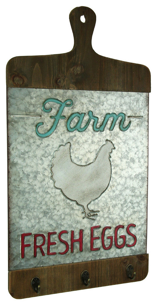 Galvanized Finish Farmhouse Chicken Cutting Board Wall Hook