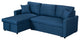 Paisley Linen Reversible Sleeper Sectional Sofa With Storage Chaise, Blue