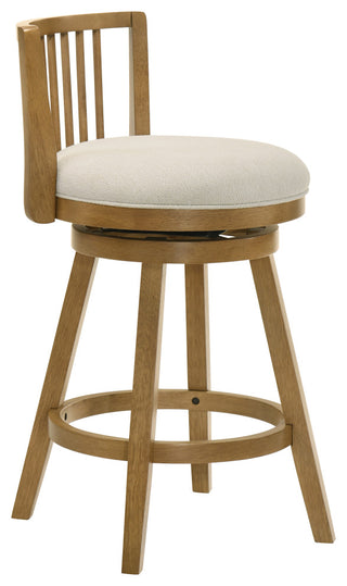 Harper Wood and Fabric Barstool, Ivory, 30" Bar Height