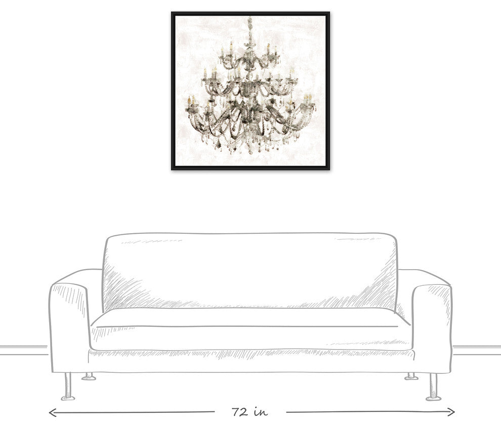 Opulent Chandelier Wall Art, 30"x30", Floating Frame Canvas