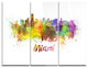 "Miami Skyline" Glossy Metal Wall Art, 3 Panels, 36"x28"