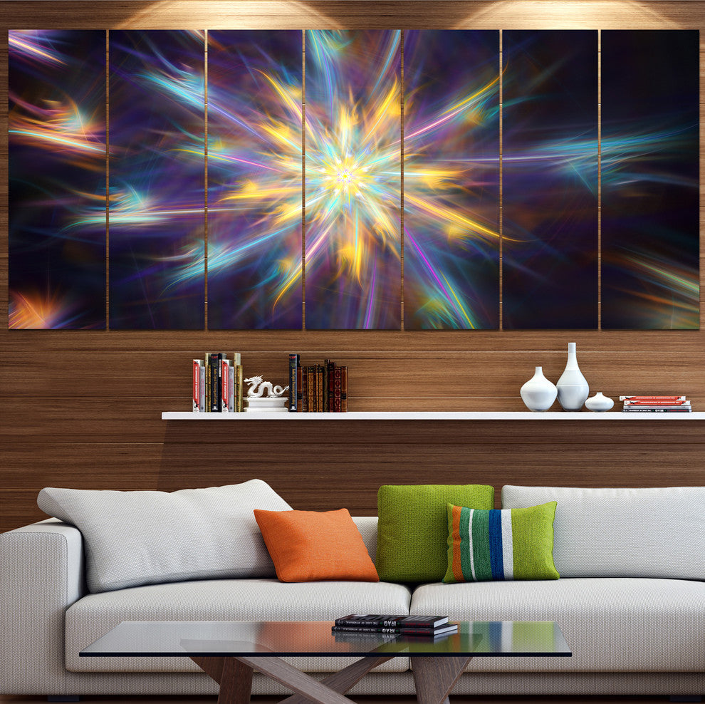 Shining Multi Color Exotic Flower, Floral Canvas Art Print, 83"x32", 7 Panels