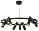 Celerina/Schlarigna | Round Black Metal LED Pendant Light, 9 Heads, Warm Light