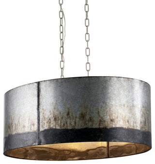 Varaluz 323N06 Cannery 30"W Linear Drum Chandelier - Ombre Galvanized