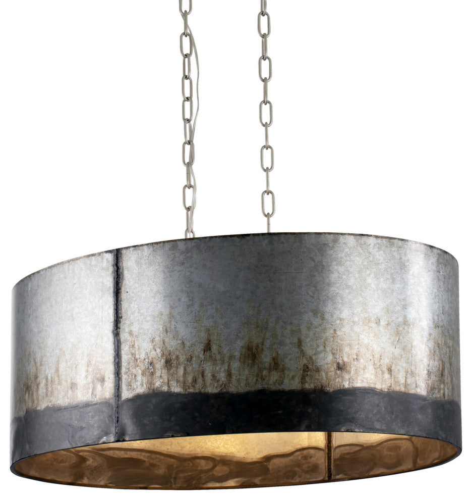 Varaluz 323N06 Cannery 30"W Linear Drum Chandelier - Ombre Galvanized