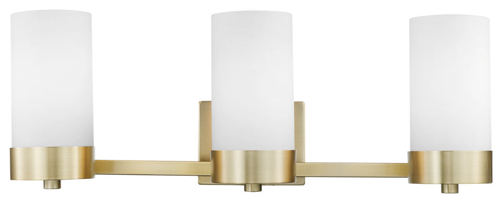 3-Light Brass Vanity Light, Frosted Shade