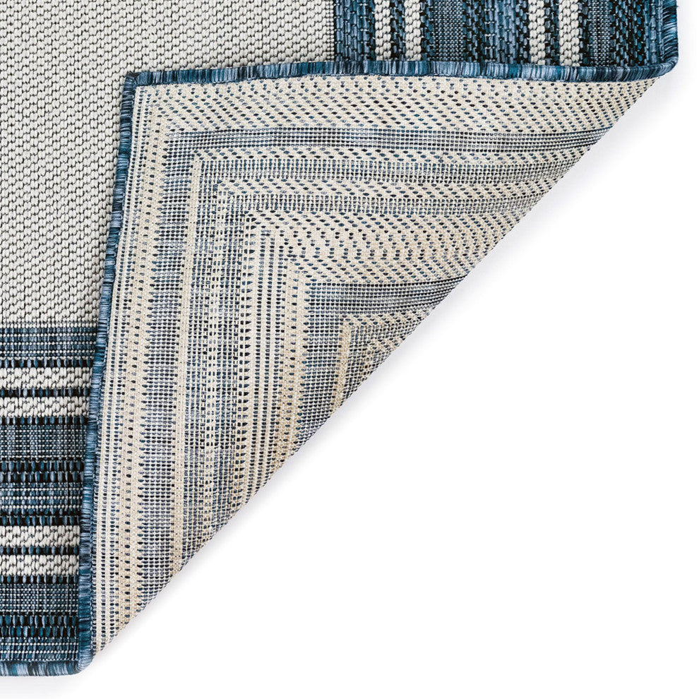 Carmel Multi Border Indoor/Outdoor Rug, Navy, 4'10"x7'6"