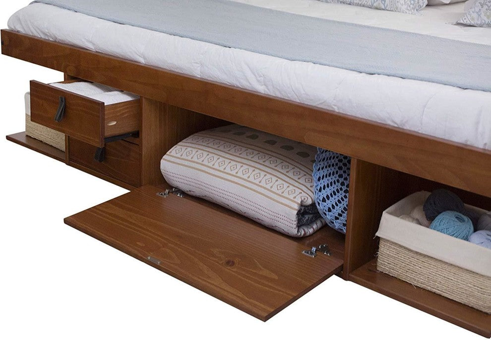 Memomad Bali Storage Platform Bed with Drawers (King Size, Caramel)