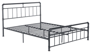 GDF Studio Sally Industrial Queen Iron Bed Frame, Charcoal Gray