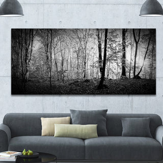 Morning in Thick Fall Forest, Large landscape Canvas Art Print, 60"x28"