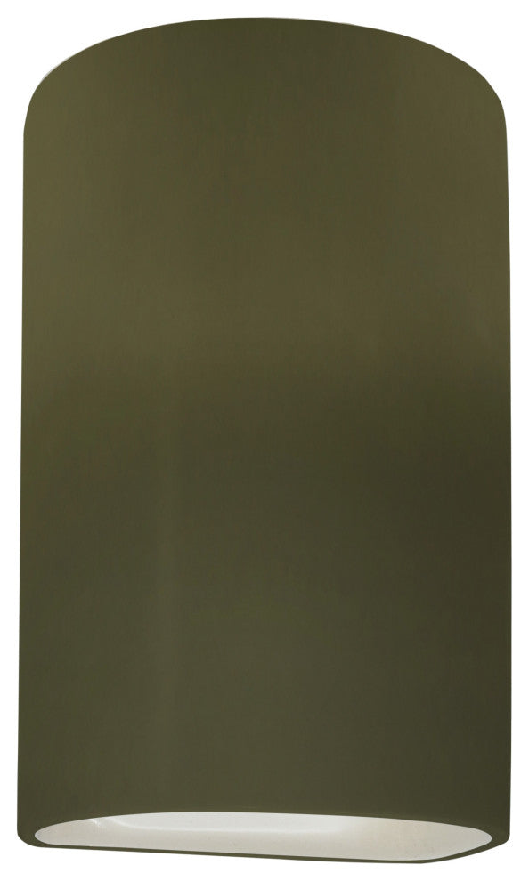 Ambiance Large LED Cylinder Wall Sconce, Open Top/Bottom, Matte Green