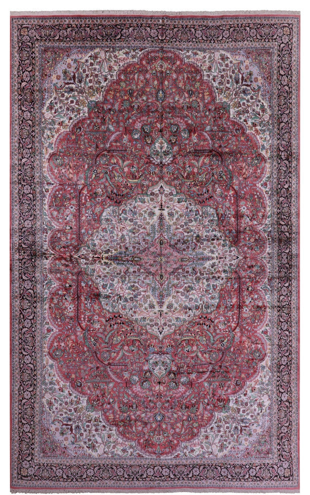 11' 11" X 18' 7" Hand Knotted Kashan Silk Rug - Q13845