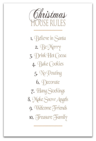 Christmas House Rules 24x36 Canvas Wall Art