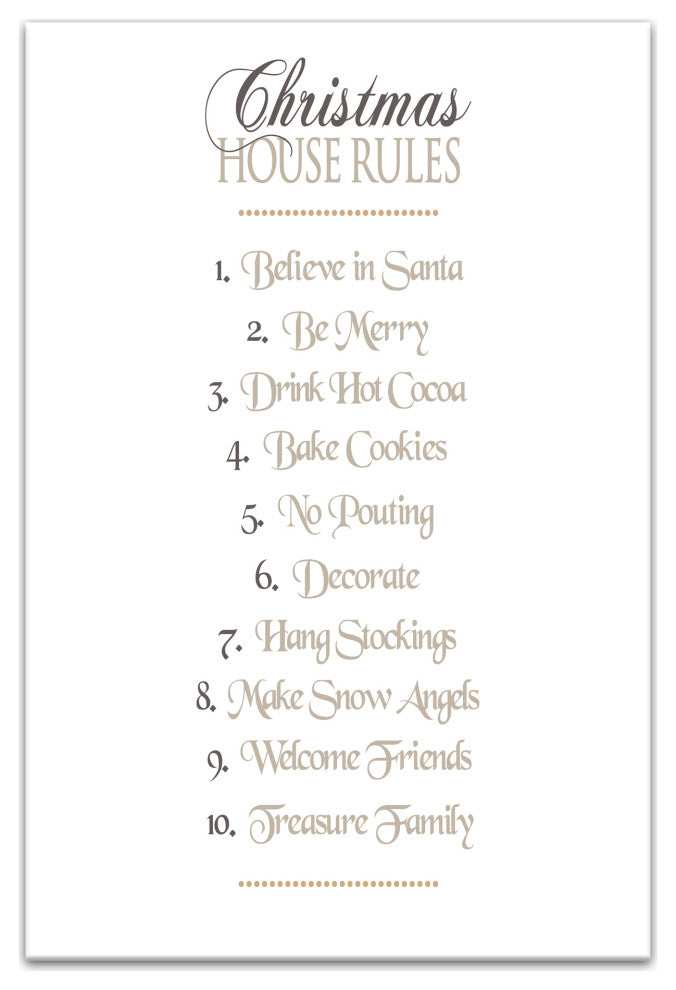 Christmas House Rules 24x36 Canvas Wall Art