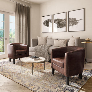 Modern Club Chair Barrel Design, Caramel