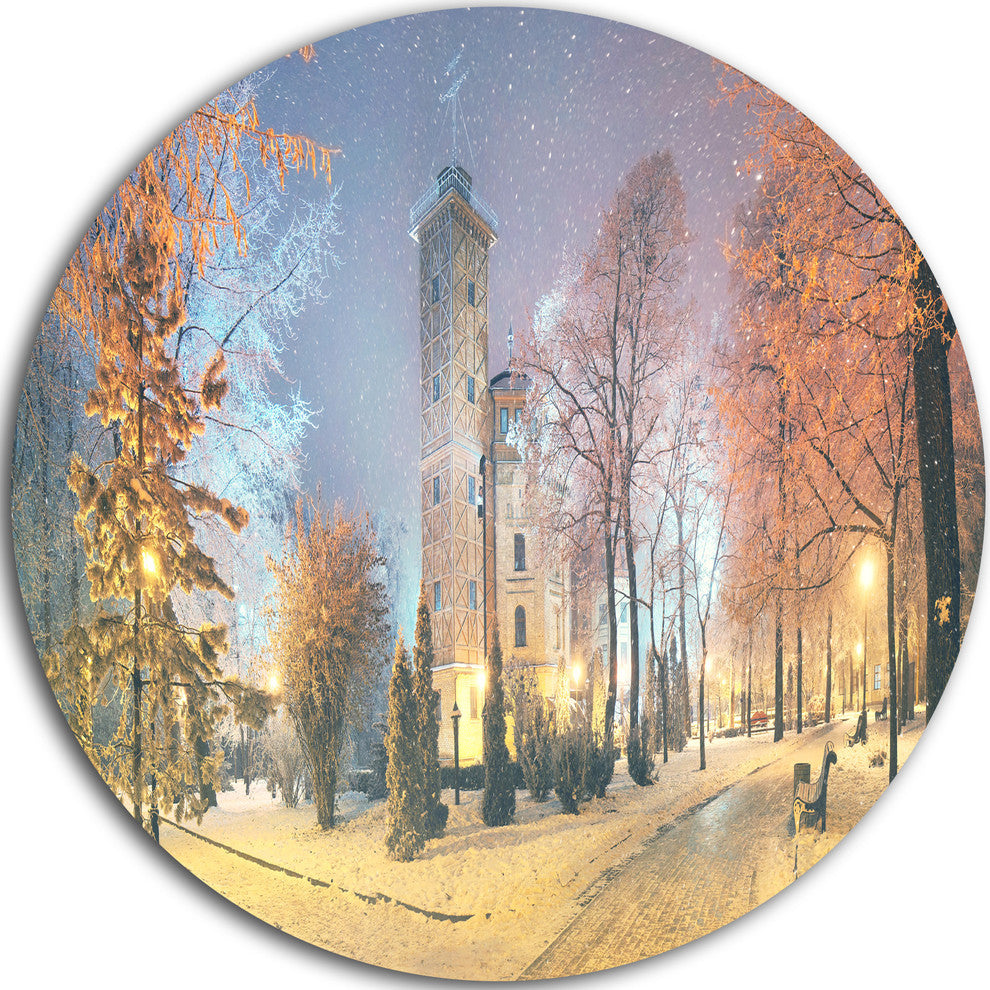 Mariinsky Garden In Yellow Tone, Landscape Photo Disc Metal Art, 38"