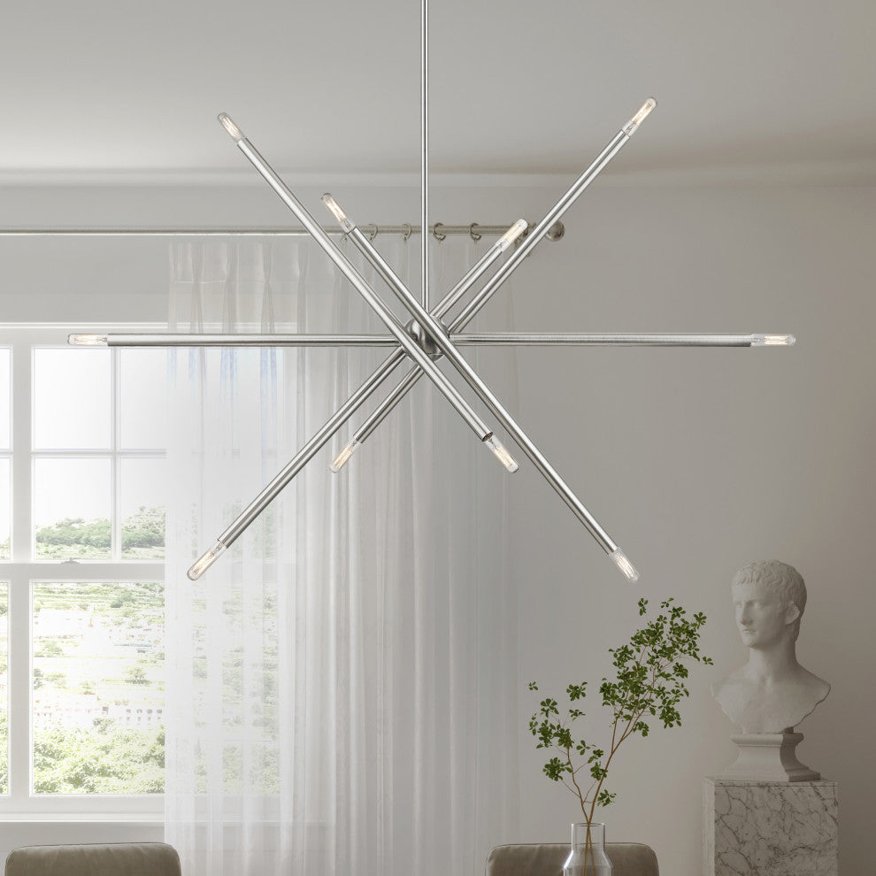 Soho 10 Light Brushed Nickel Linear Chandelier