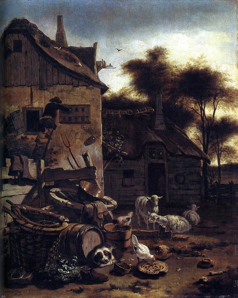 Egbert Van der Poel The Barnyard Scene, 20"x25" Gallery Wrapped Canvas Print