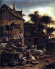 Egbert Van der Poel The Barnyard Scene, 20"x25" Gallery Wrapped Canvas Print