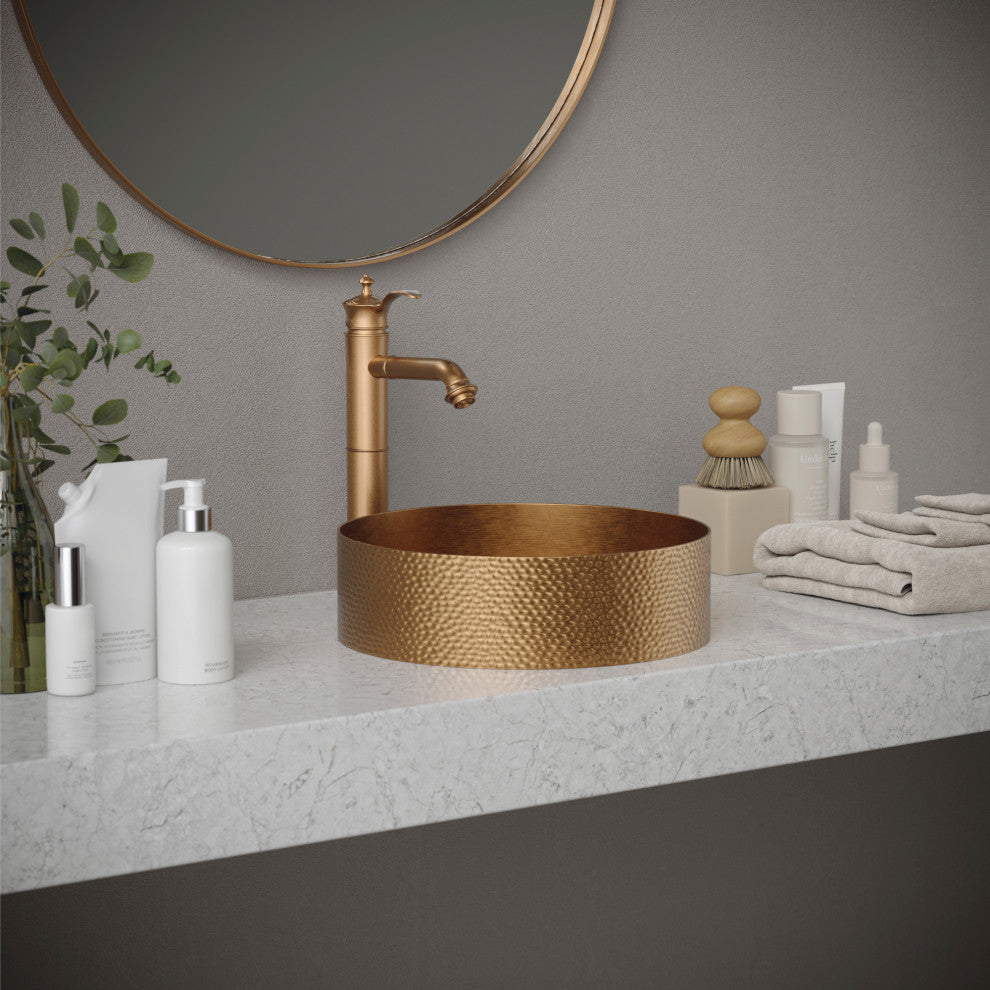 Karran 1-Handle 1-Hole Vessel Faucet With Pop-up Drain, Brushed Copper