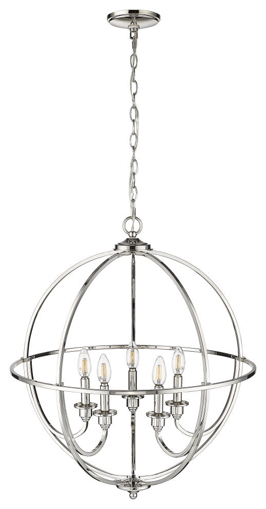 5 Light 24 in. Polished Nickel Chandelier