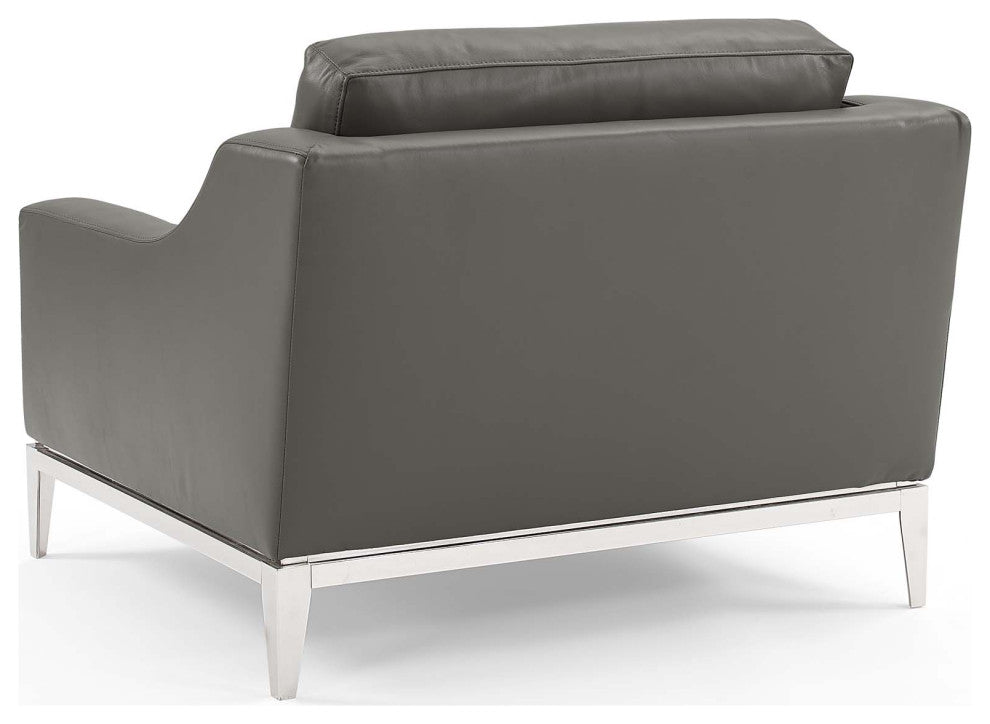 Armchair and Loveseat Sofa Set, Leather, Gray, Modern, Lounge Hospitality