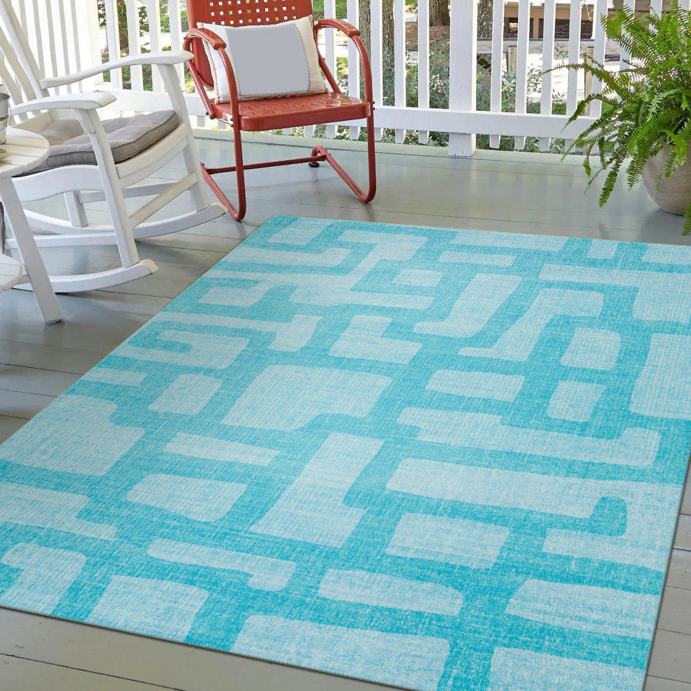 Indoor/Outdoor Sedona SN4 Robins Egg Machine Washable 10' x 14' Rug