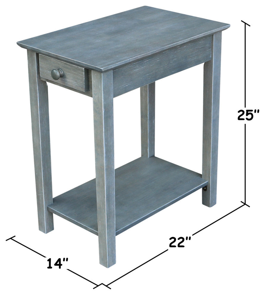 Narrow End Table, Heather Grey-Antique Washed