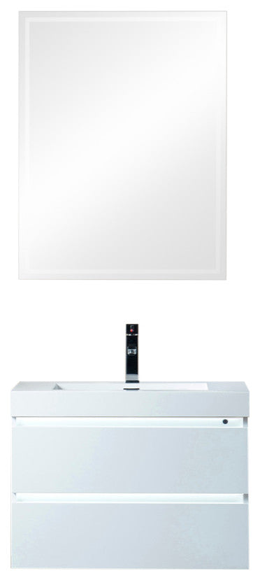 Vanity Art LED Lighted Wall-Hung Single-Sink Vanity With Resin Top, 30"