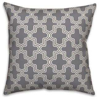 Gray and White Morrocan Tile 16x16 Throw Pillow Cover