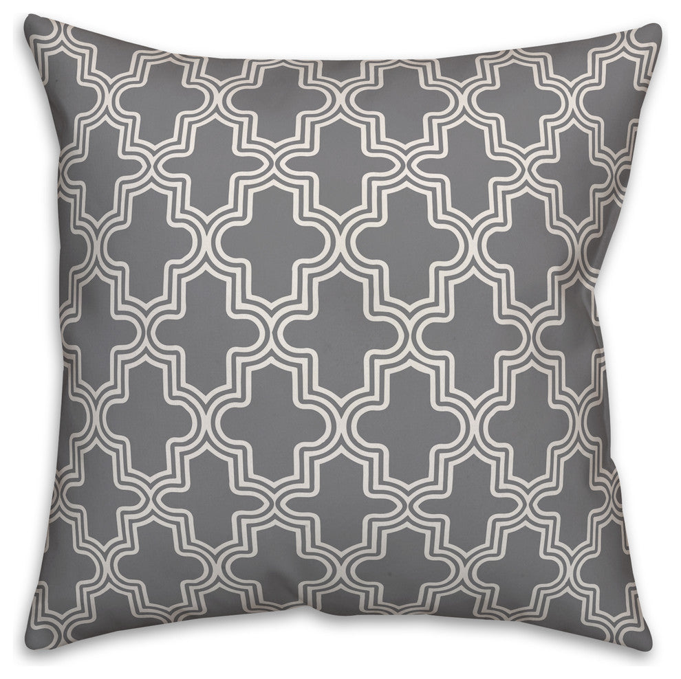 Gray and White Morrocan Tile 16x16 Throw Pillow Cover