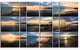 Sea Sunset Collage, Landscape Canvas Art Print, 48"x28", 4 Panels