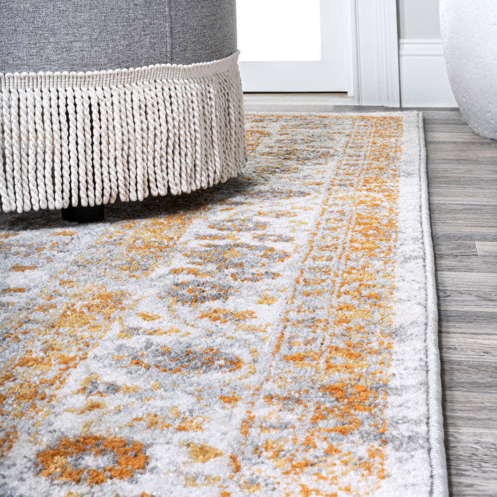 Indhira Ornate Medallion Persian Orange/Cream 2 ft. x 8 ft. Runner Rug