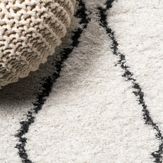 Catala Moroccan Diamond Shag Rug, White/Black, 3'x5'