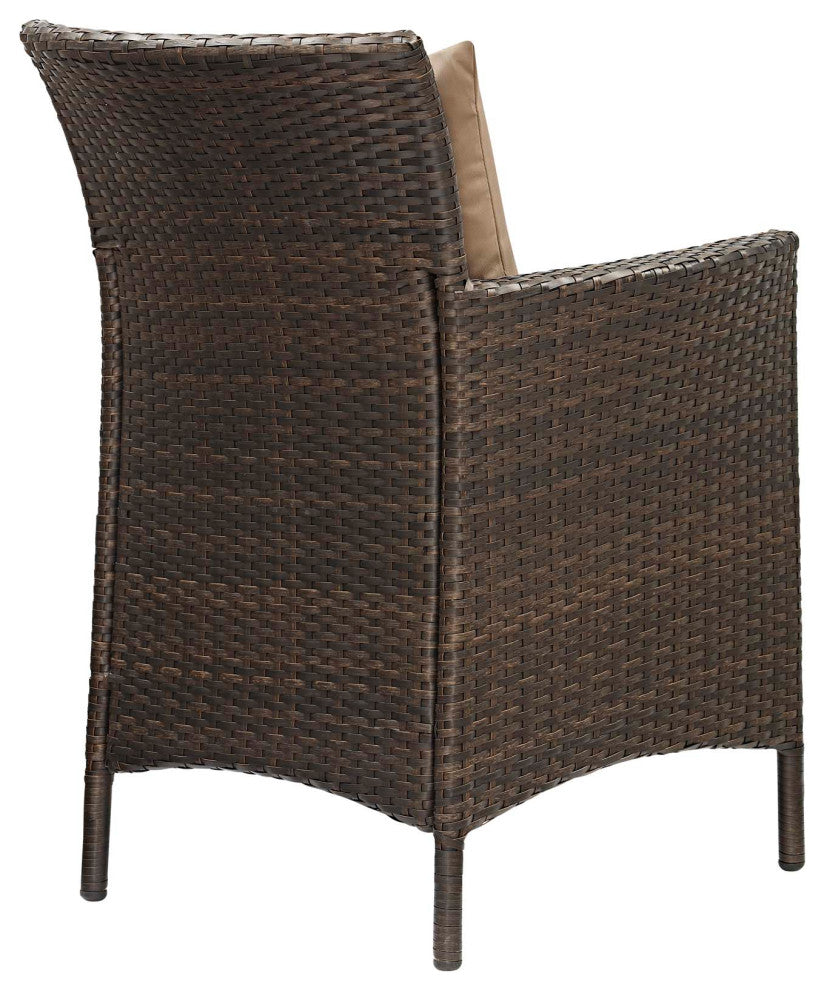 Brown Mocha Conduit Outdoor Patio Wicker Rattan Dining Armchair