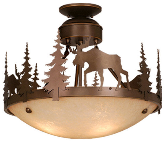 Yellowstone 18" Semi-Flush Mount, Dual Mount, Burnished Bronze